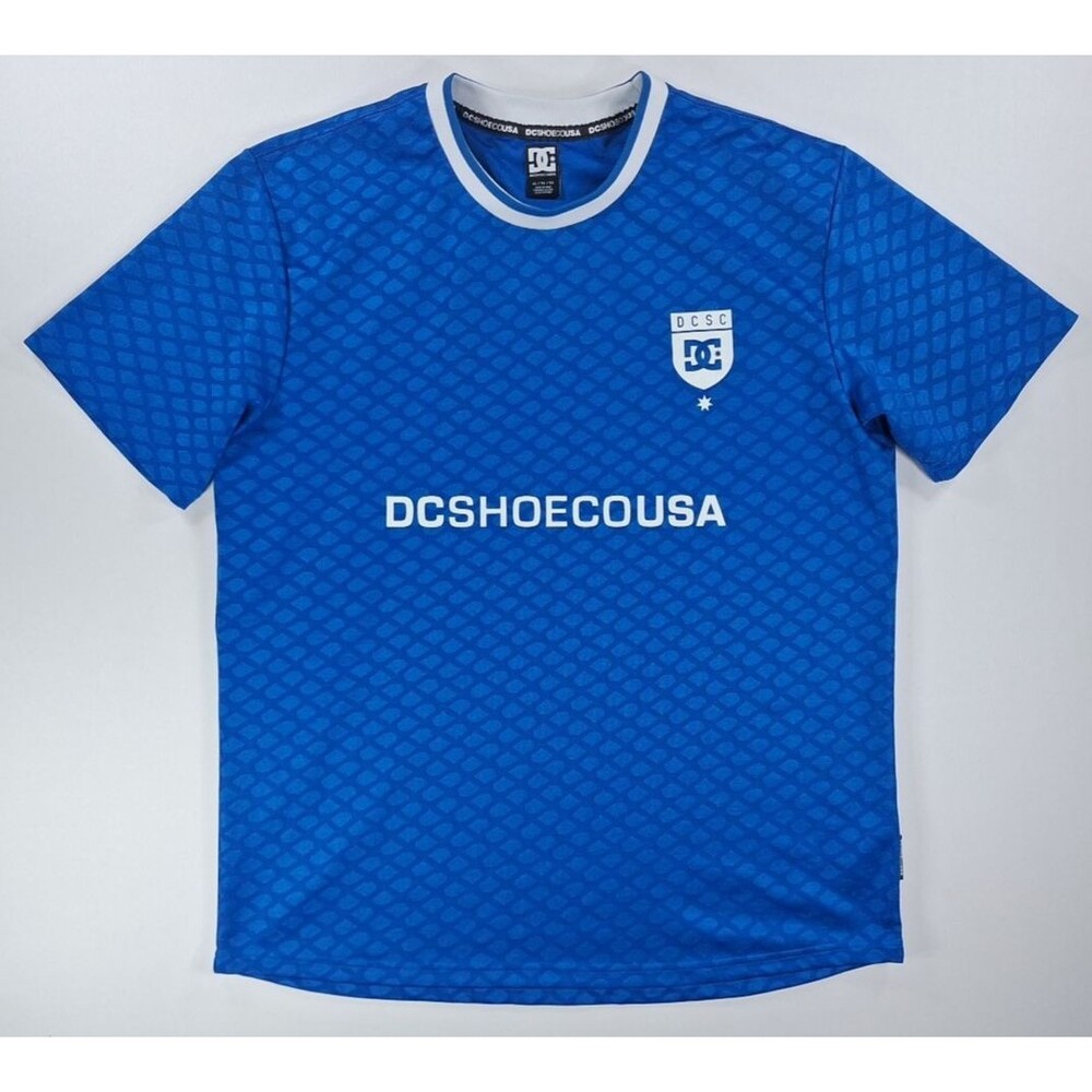 DC Shoes Wicksey Blue Soccer Jersey Mens Sz XL Skateboarding Y2K Blockecore Top